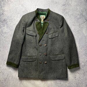 Meindl Stassny Trachten Wood Button Up Loden Green Wool Blazer Jacket Size L